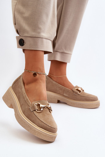 Zazoo 3429 Frauen Wildleder Mokassins mit Ornamenten in Sand