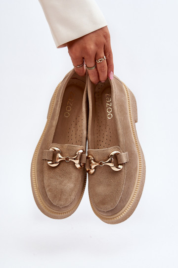 Zazoo 3429 Frauen Wildleder Mokassins mit Ornamenten in Sand 2
