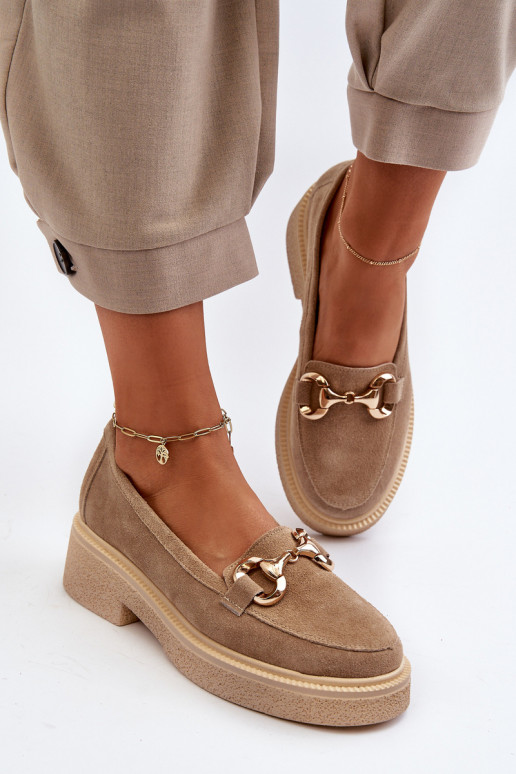 Zazoo 3429 INildledermokassins Feminin mit Ornamenten Beige Zazoo 3429 INildledermokassins Feminin mit Ornamenten Beige