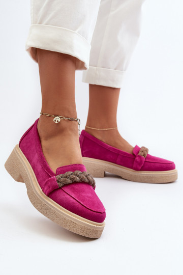 Zazoo 3429/IN Elegante Wildleder Mokassins mit Ornamenten in Rosa