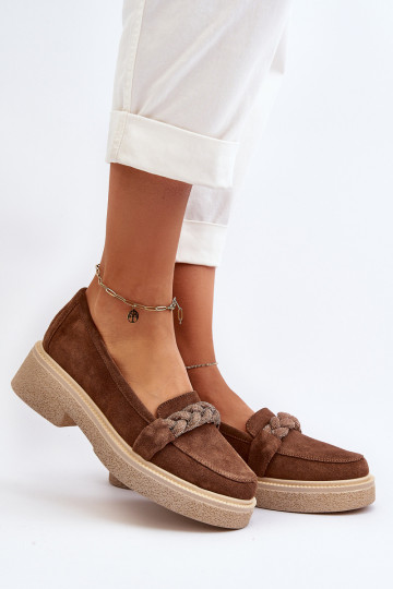 Zazoo 3429/IN Elegante INildledermokassins mit Ornamenten braune Farbe