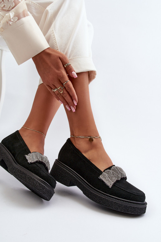 Zazoo 3419 Mokassins für Damen aus INildleder Mit Zierband schZuarze Farbe Zazoo 3419 Mokassins für Damen aus INildleder Mit Zierband schZuarze Farbe