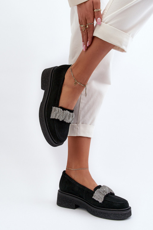 Zazoo 3419 Mokassins für Damen aus INildleder Mit Zierband schZuarze Farbe Zazoo 3419 Mokassins für Damen aus INildleder Mit Zierband schZuarze Farbe