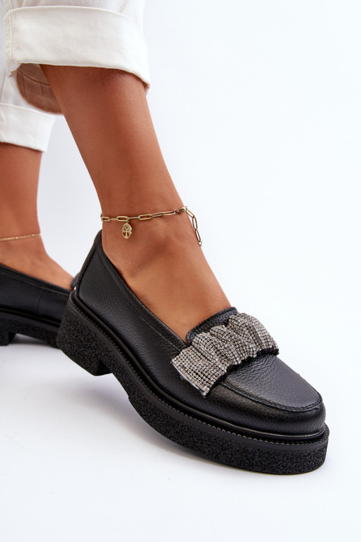 Zazoo 3419 Mokassins für Damen Haut Mit Zierband schZuarze Farbe Zazoo 3419 Mokassins für Damen Haut Mit Zierband schZuarze Farbe