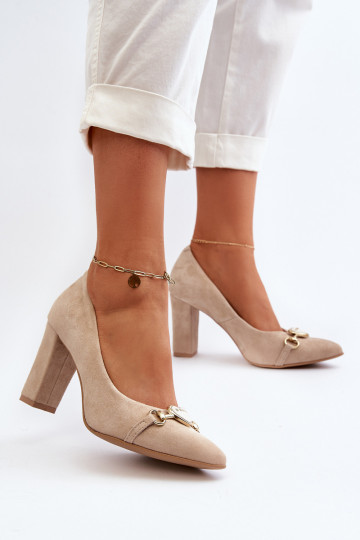 Zazoo 2453/OS Wildleder Schuhe mit Absatz und Herzen in Cappuccino