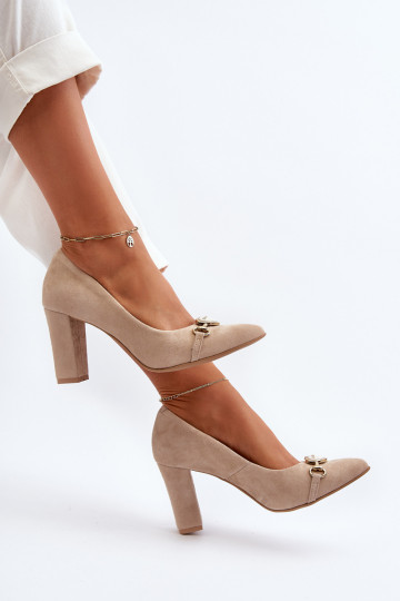 Zazoo 2453/OS Wildleder Schuhe mit Absatz und Herzen in Cappuccino 2