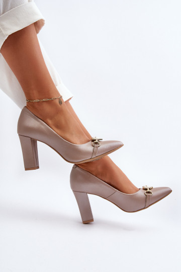 Zazoo 2453/OS Leder Schuhe mit Absatz und Herzen in Perlmutt 2