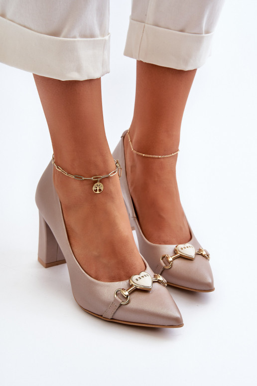 Zazoo 2453/OS Haut Schuhe mit Absätzen mit Herzen Perlmutt Zazoo 2453/OS Haut Schuhe mit Absätzen mit Herzen Perlmutt