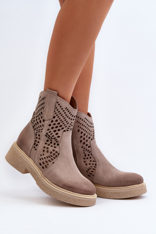 Zazoo 3470 INildlederschuhe Feminin mit breiten Absätzen mit durchbrochenen Elementen Cappuccino-Farbe Zazoo 3470 INildlederschuhe Feminin mit breiten Absätzen mit durchbrochenen Elementen Cappuccino-Farbe