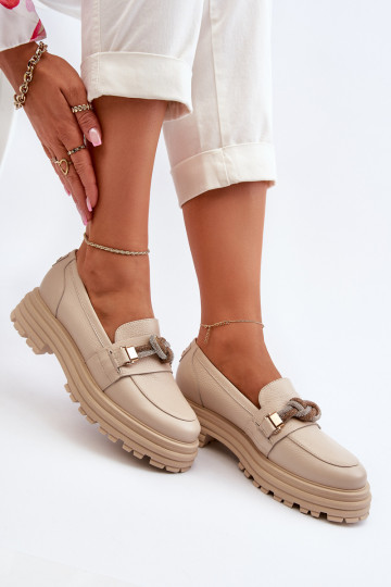 Haut Mokassins für Damen mit Ornamenten Laura Messi 2780 Beige 2