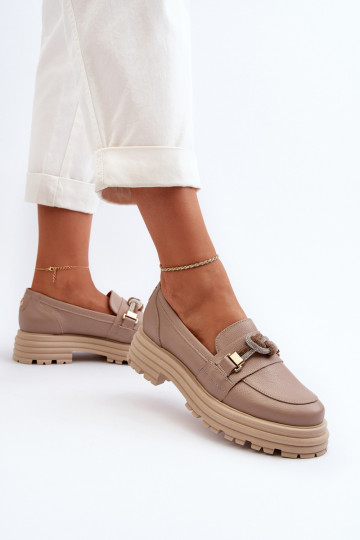 Haut Mokassins für Damen mit Ornamenten Laura Messi 2780 Beige 2
