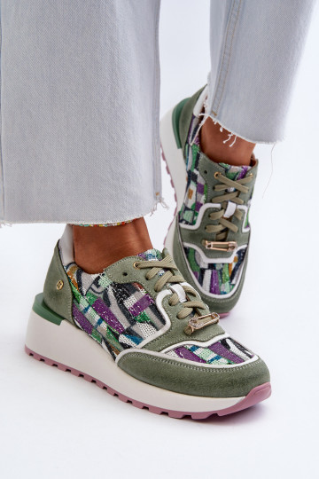 Haut Sneakers Stilvollllschuhe Feminin mit einer Plattform Es mussciejka 06390-09 SeledynoZue