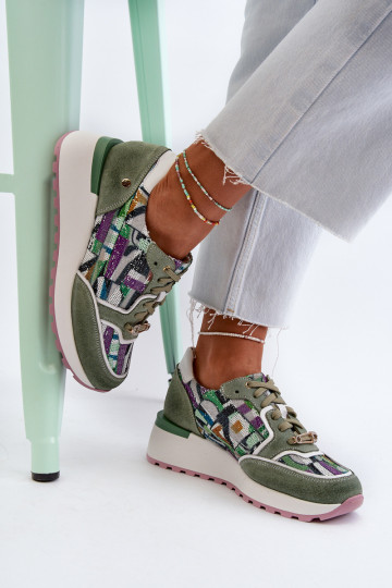Haut Sneakers Stilvollllschuhe Feminin mit einer Plattform Es mussciejka 06390-09 SeledynoZue 2