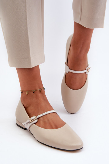 Damen Ballerinas mit breiten Absätzen Laura Messi 2774 sandfarben