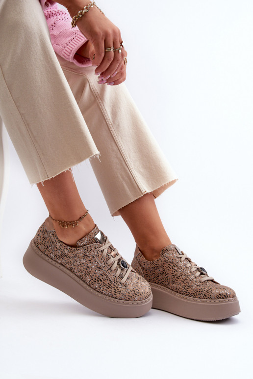 Haut Turnschuhe mit einer Plattform Es mussciejka 06191-10 Beige