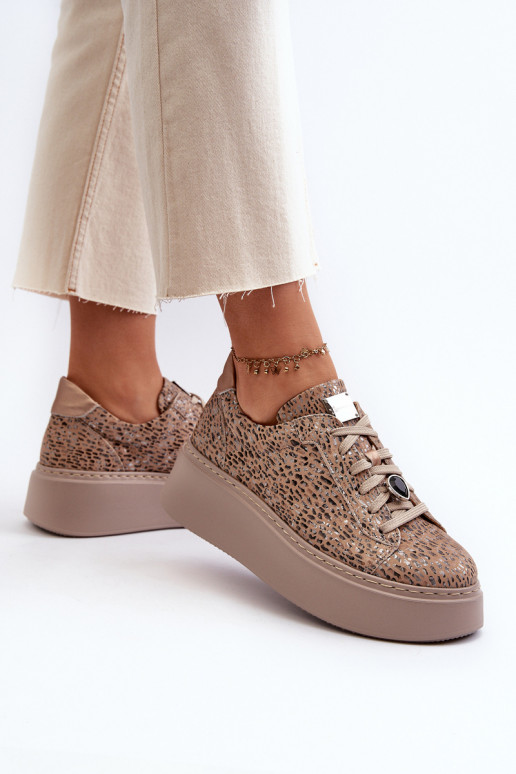 Haut Turnschuhe mit einer Plattform Es mussciejka 06191-10 Beige