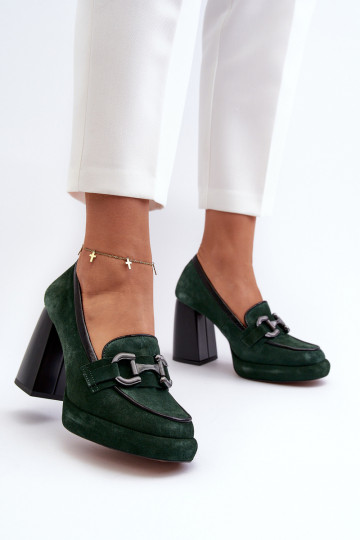 Haut Schuhe Auf einer riesigen Stange Laura Messi 2706 Khaki-Farbe-Farbe