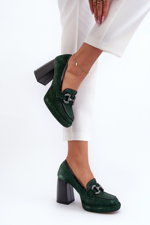 Haut Schuhe Auf einer riesigen Stange Laura Messi 2706 Khaki-Farbe-Farbe