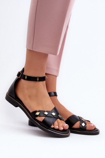 Zazoo 40378 flache Damen Sandalen schwarz 2