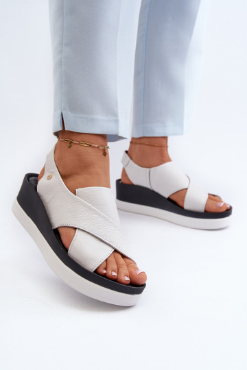 Zazoo 40256 Leder-Plattform-Sandalen in Weiß