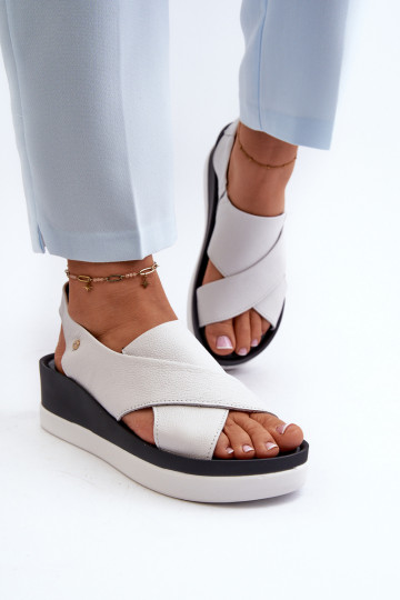 Zazoo 40256 Leder-Plattform-Sandalen in Weiß 2