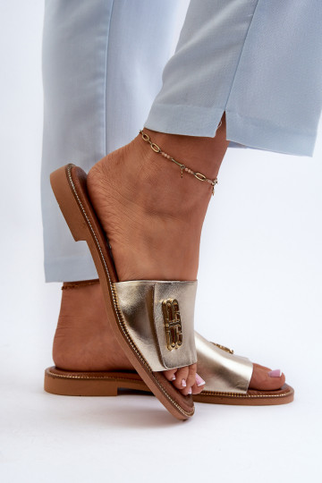 Zazoo 40384 Eleganter Stil Lederhausschuhe Feminin goldene Farbe 2