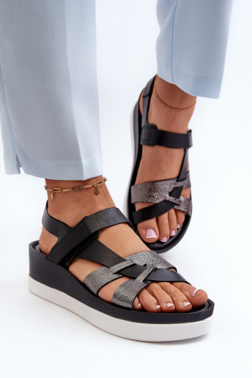Zazoo 40397 Damen-Sandalen mit Plattform in Schwarz