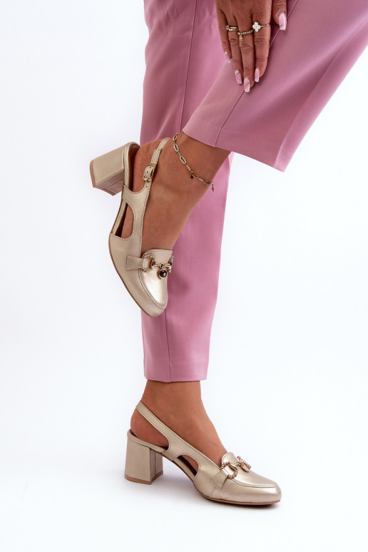 Damensandalen mit Absatz Es mussciejka 06419-25 goldene Farbe Damensandalen mit Absatz Es mussciejka 06419-25 goldene Farbe