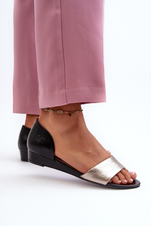 Damensandalen Es mussciejka 1971-67 SchZuarz und-goldene Farbe Damensandalen Es mussciejka 1971-67 SchZuarz und-goldene Farbe