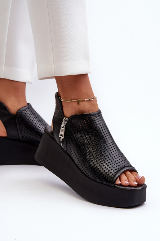 Zazoo 1792 Haut Durchbrochene Plateausandalen schZuarze Farbe Zazoo 1792 Haut Durchbrochene Plateausandalen schZuarze Farbe