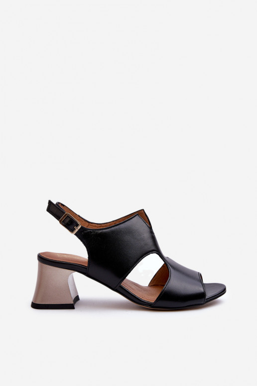 Damensandalen Haut mit Absätzen Es mussciejka 06566-01 schZuarze Farbe