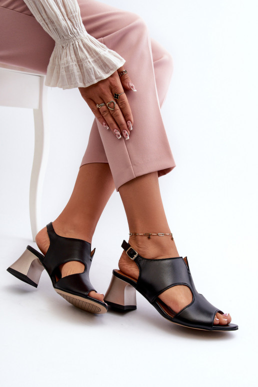 Damensandalen Haut mit Absätzen Es mussciejka 06566-01 schZuarze Farbe