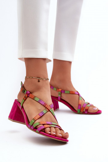 INildledersandalen mit niedrigen Absätzen Es mussciejka 06653-15 pinke Farbe
