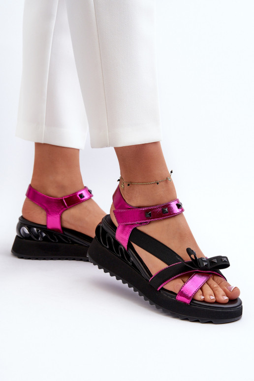 Damensandalen mit Bändern D&A CR956 pinke Farbe