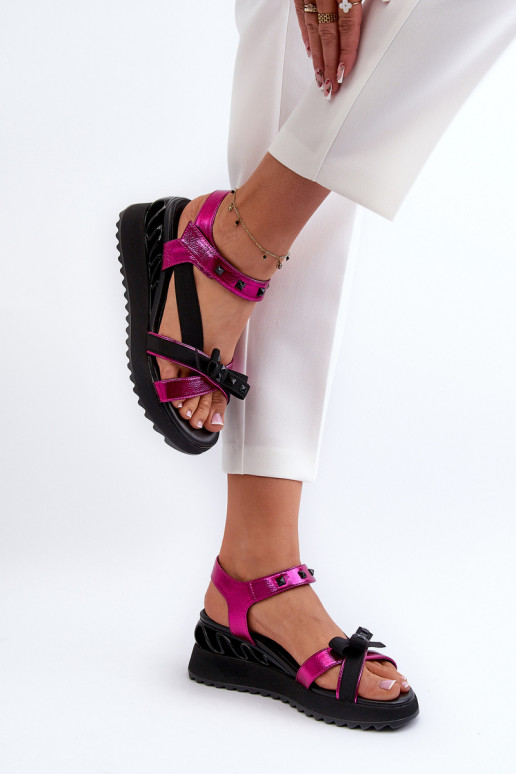 Damensandalen mit Bändern D&A CR956 pinke Farbe