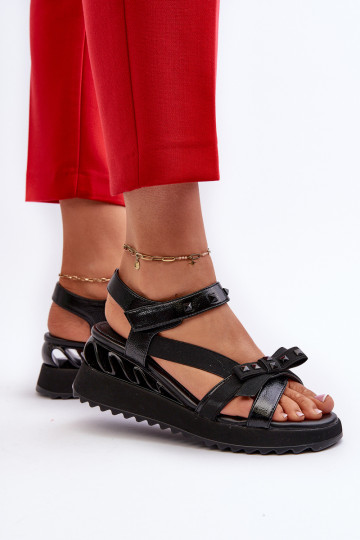 Damen Sandalen mit Schleifen D&A CR956 schwarz 2