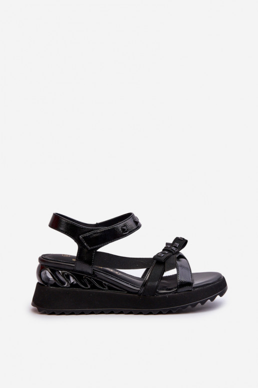 Damensandalen mit Bändern D&A CR956 schZuarze Farbe