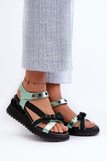 Damensandalen mit Bändern D&A CR956 grüne Farbe 2