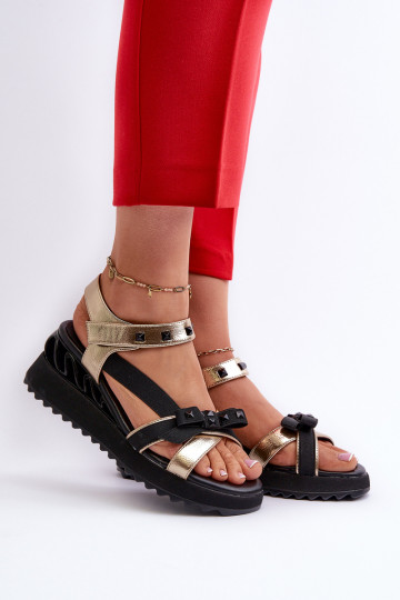 Damensandalen mit Bändern D&A CR956 goldene Farbe 2