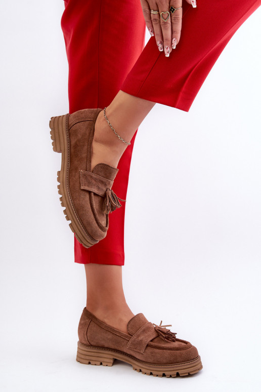 Zazoo 3469 INildledermokassins Feminin mit Fransen braune Farbe Zazoo 3469 INildledermokassins Feminin mit Fransen braune Farbe