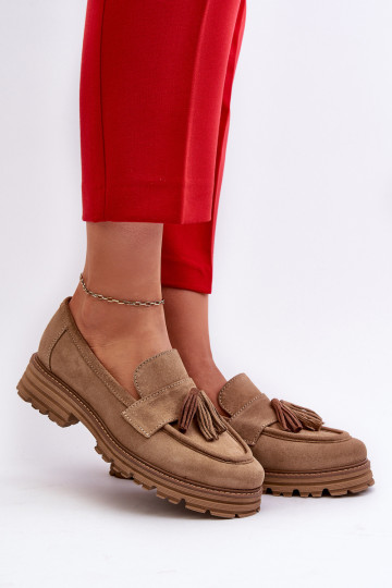 Zazoo 3469 INildledermokassins Feminin mit Fransen Beige 2