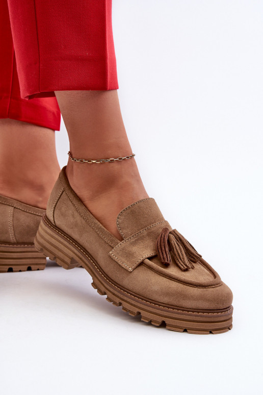 Zazoo 3469 INildledermokassins Feminin mit Fransen Beige Zazoo 3469 INildledermokassins Feminin mit Fransen Beige