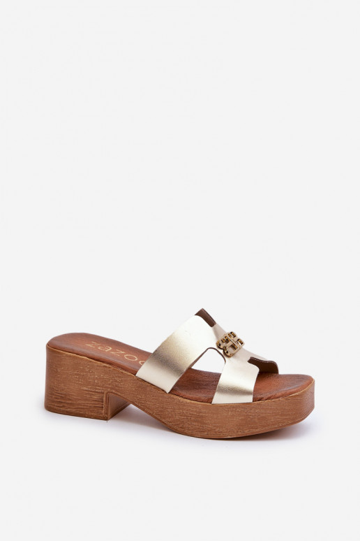 Zazoo 40412 Haut Eleganter Stil Damenhausschuhe mit Ornamenten goldene Farbe Zazoo 40412 Haut Eleganter Stil Damenhausschuhe mit Ornamenten goldene Farbe