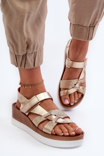 Zazoo 40397 Feminin Damensandalen mit einer Plattform goldene Farbe 2