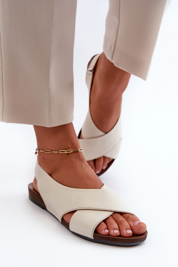 Zazoo 40407 Leder Damen Sandalen in elfenbeinfarben