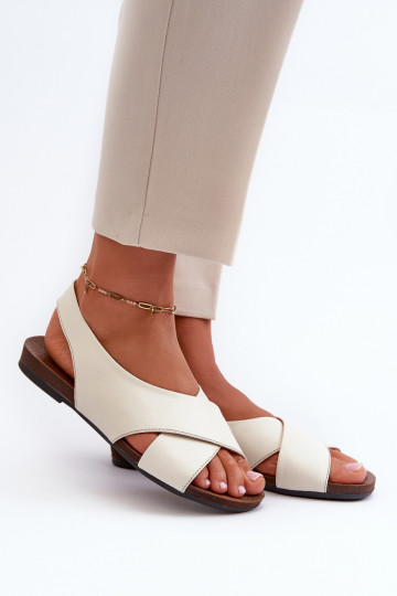 Zazoo 40407 Leder Damen Sandalen in elfenbeinfarben 2