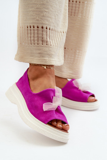 Zazoo 2939 INildledersandalen für Damen mit Bändern pinke Farbe