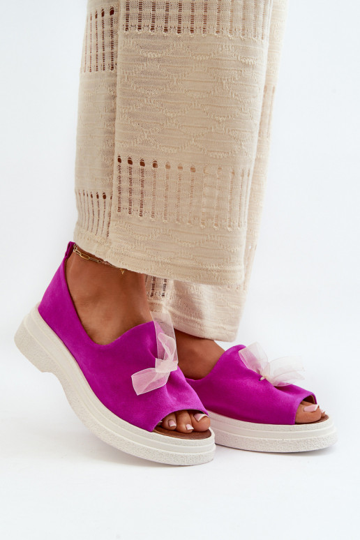 Zazoo 2939 INildledersandalen für Damen mit Bändern pinke Farbe