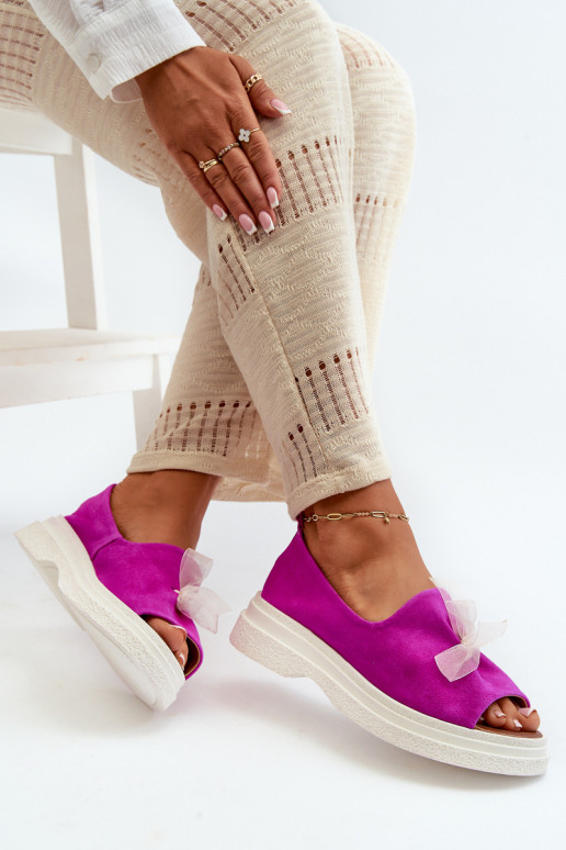 Zazoo 2939 INildledersandalen für Damen mit Bändern pinke Farbe