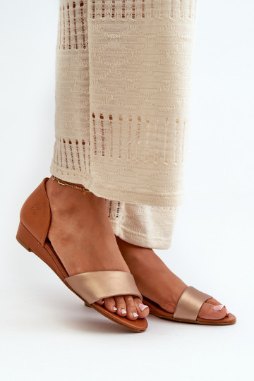 Damensandalen Es mussciejka 1971-68 braun-goldene Farbe 2